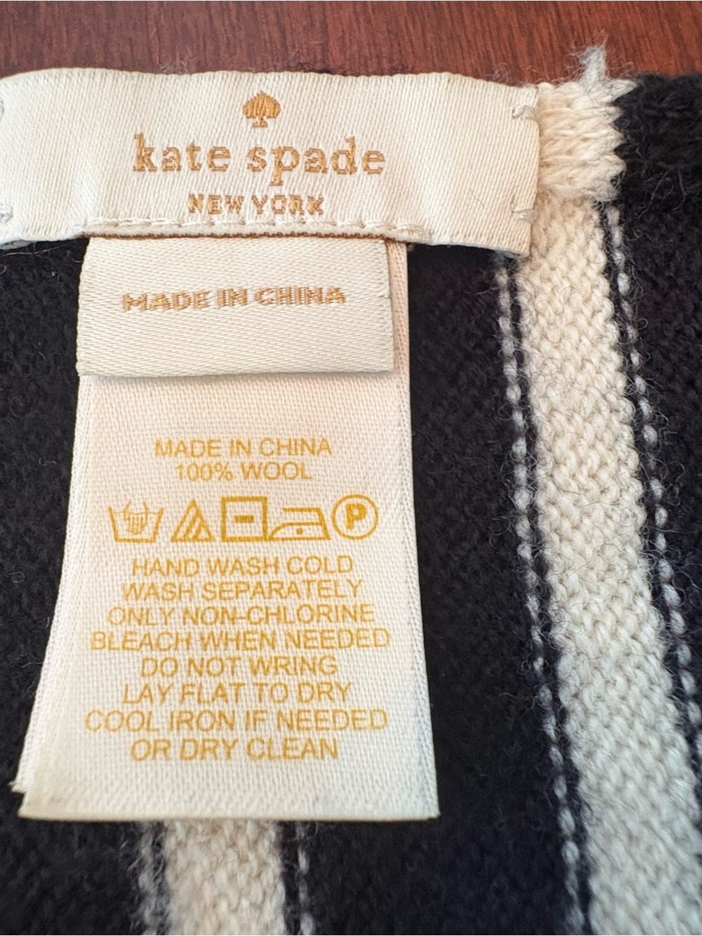 kate spade Black & Cream Striped Wool Knit